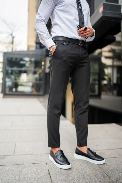 Brabion Massimo Black Slim Fit Chino Pants - BRABION