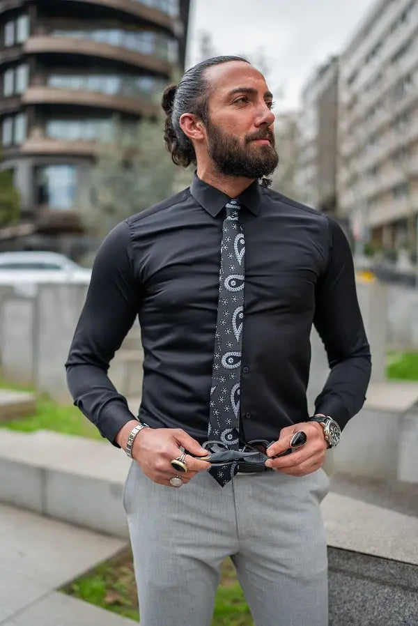 Brabion Massimo Black Slim Fit Cotton Formal Shirt - BRABION