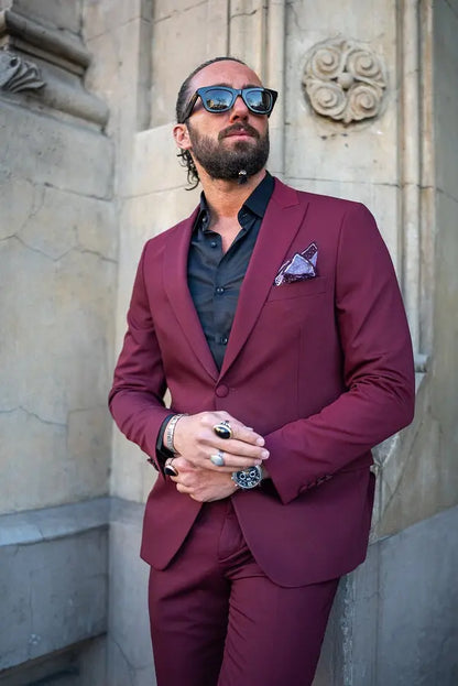 Brabion Massimo Burgundy Slim Fit 2 Piece Suit brabion