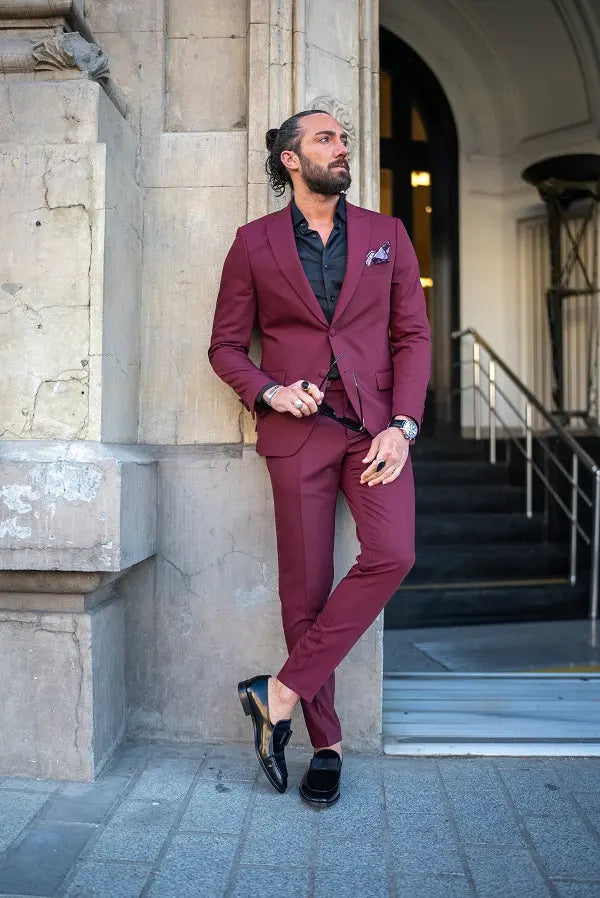Brabion Massimo Burgundy Slim Fit 2 Piece Suit brabion