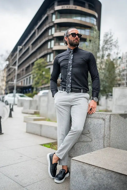 Brabion Massimo Light Gray Slim Fit Chino Pants - Versatile Elegance - BRABION