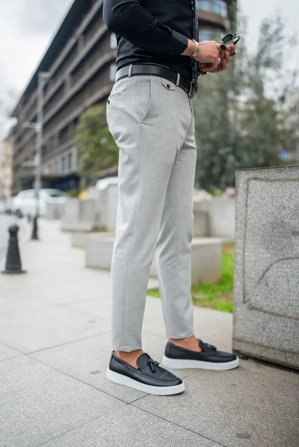 Brabion Massimo Light Gray Slim Fit Chino Pants - Versatile Elegance - BRABION
