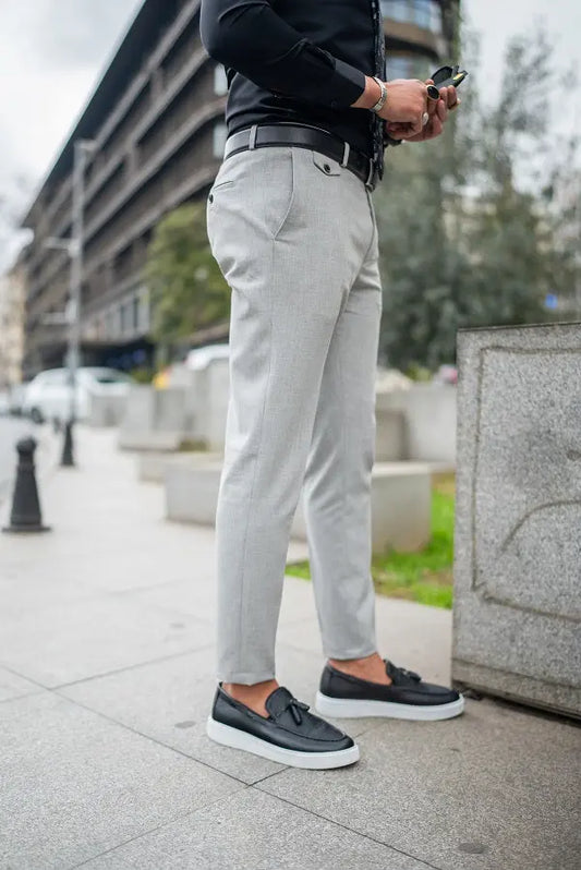 Brabion Massimo Light Gray Slim Fit Chino Pants - Versatile Elegance - BRABION