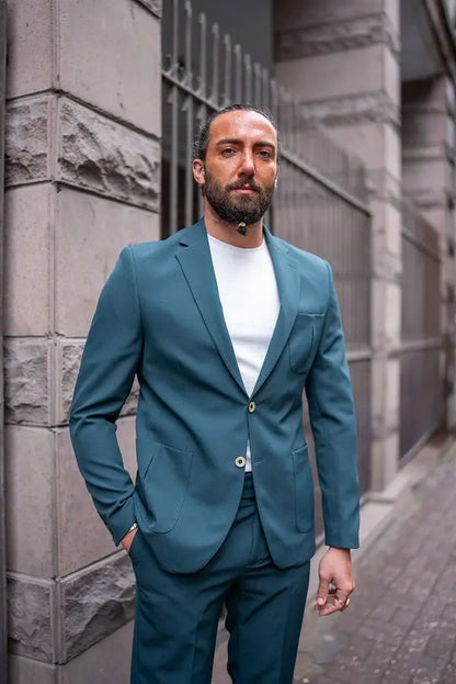 Brabion Massimo Teal Green Slim Fit Suit – Elevate Your Style brabion