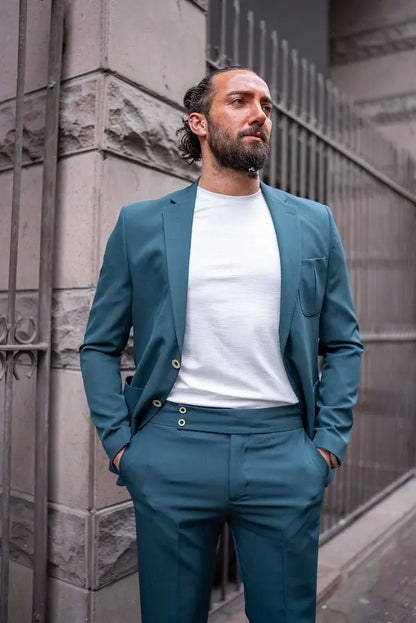 Brabion Massimo Teal Green Slim Fit Suit – Elevate Your Style brabion