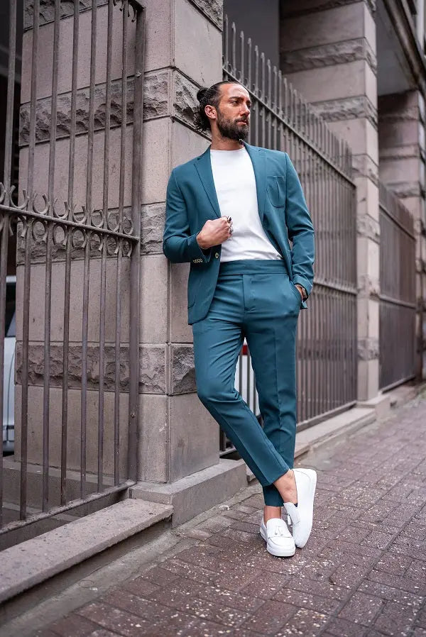 Brabion Massimo Teal Green Slim Fit Suit – Elevate Your Style brabion