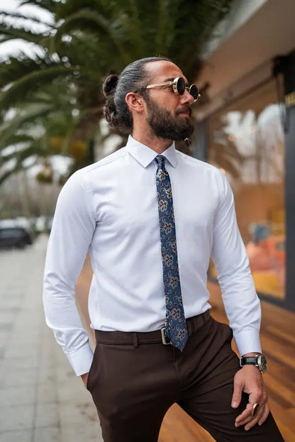 Brabion Massimo White Slim Fit Cotton Formal Shirt - BRABION