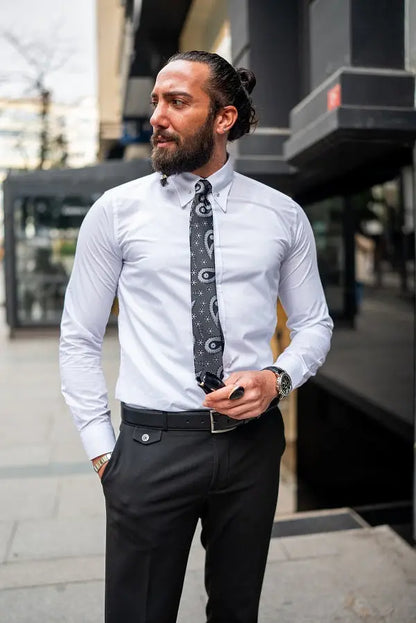 Brabion Massimo White Slim Fit Pin Cotton Formal Shirt - BRABION