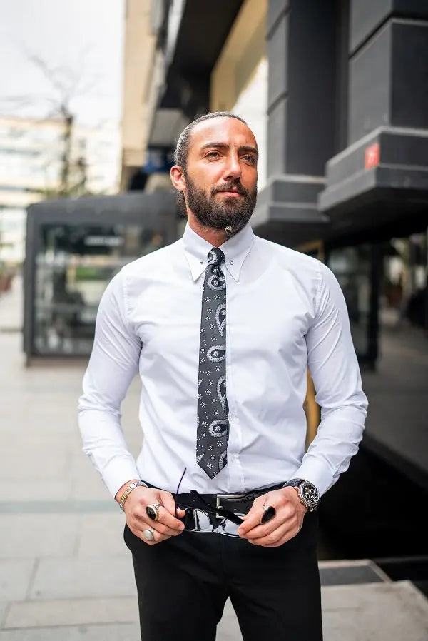 Brabion Massimo White Slim Fit Pin Cotton Formal Shirt - BRABION