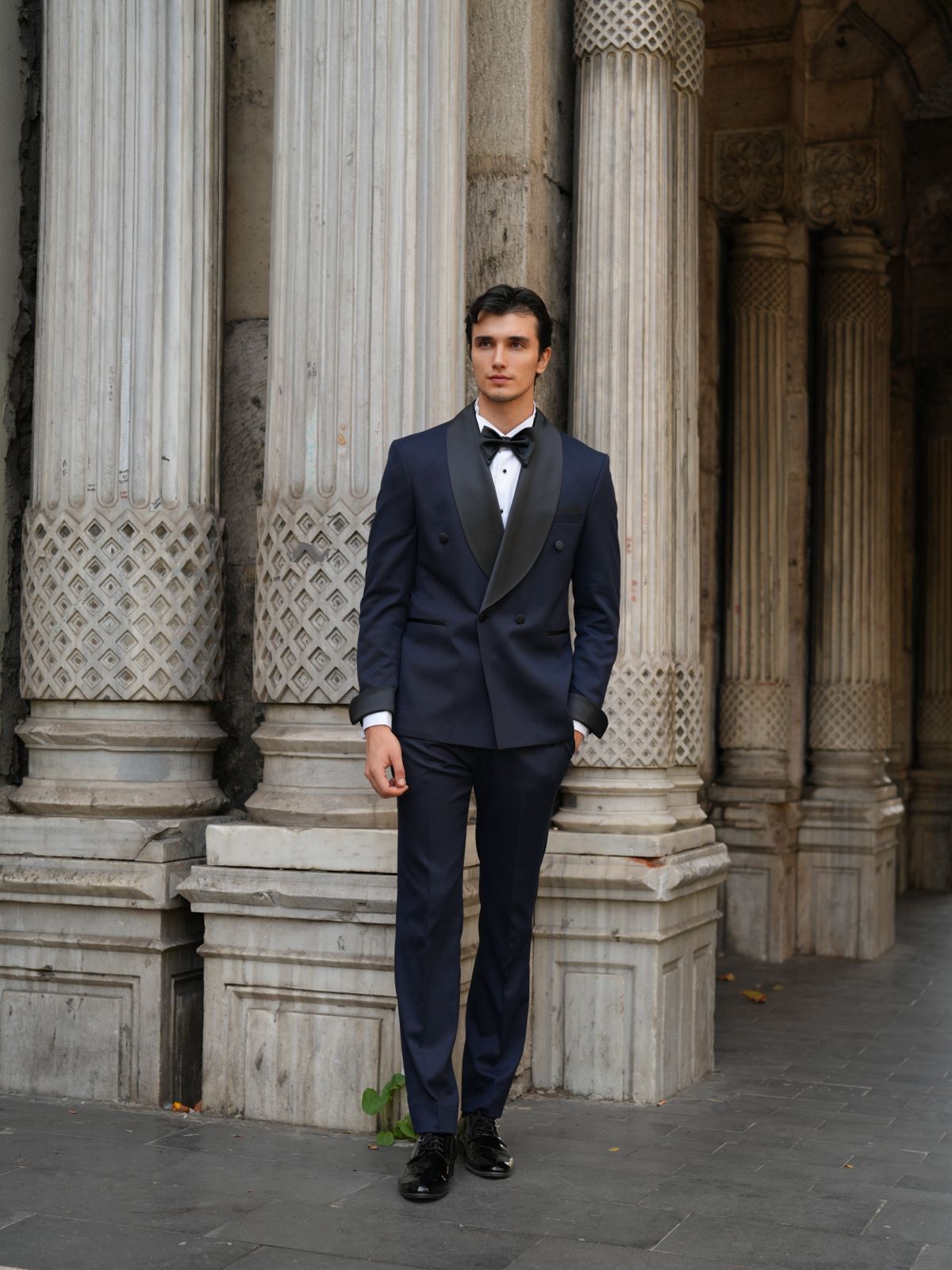 Navy Blue Double Breasted Tuxedo Set - BRABION