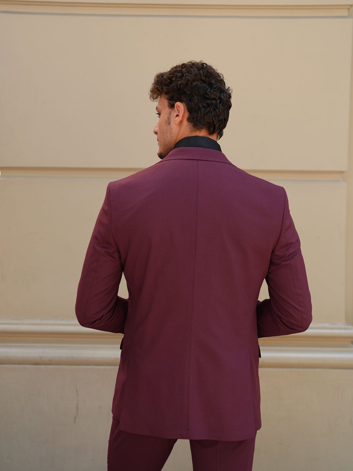 Claret Red Italian Suit - 3-Piece Slim Fit - BRABION