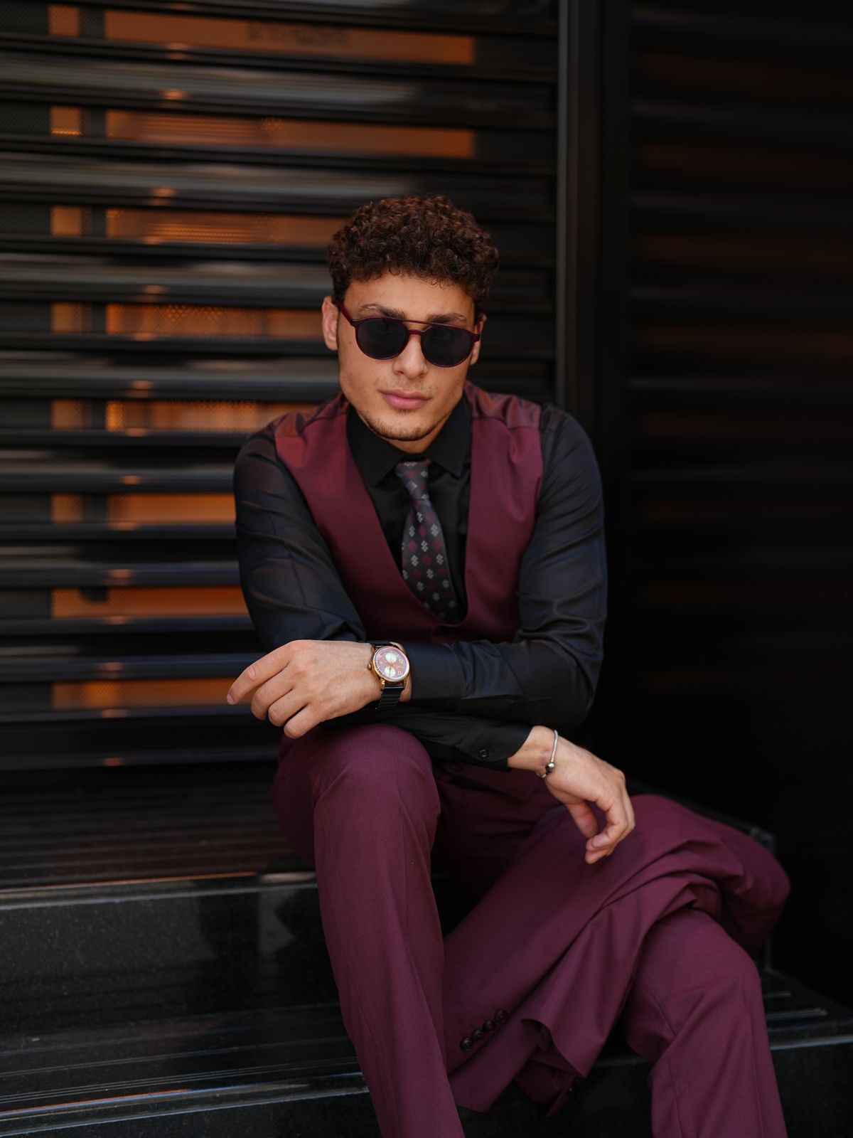 Claret Red Italian Suit - 3-Piece Slim Fit - BRABION