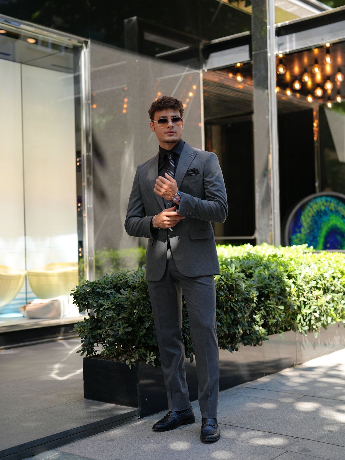 Smoked Gray 3-Piece Slim Fit Italian Suit - BRABION