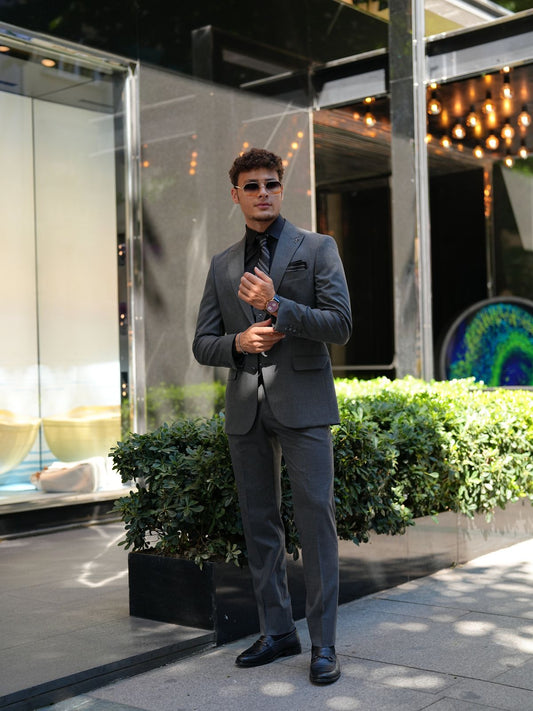 Smoked Gray 3-Piece Slim Fit Italian Suit - BRABION