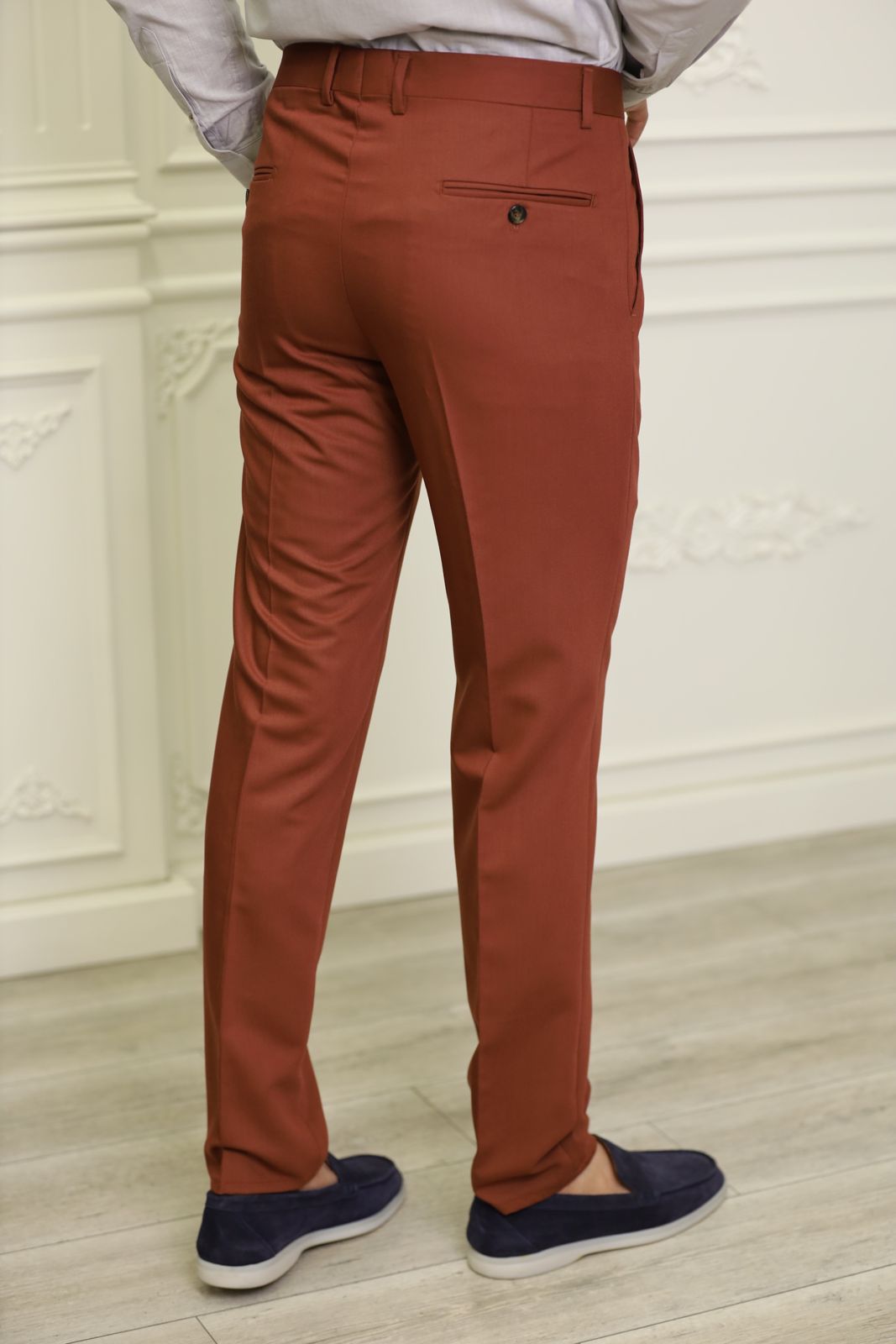 Brick Brown Slim Fit Pants - BRABION