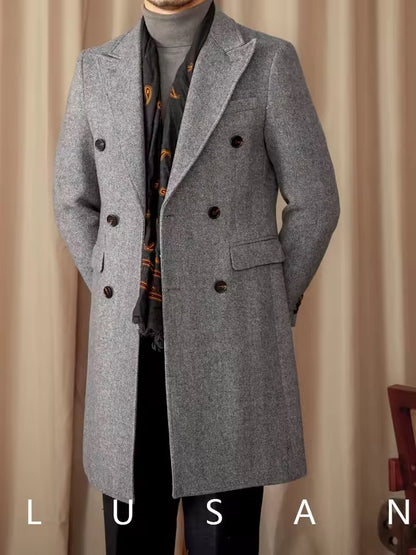 Men’s Black Wool Overcoat - BRABION