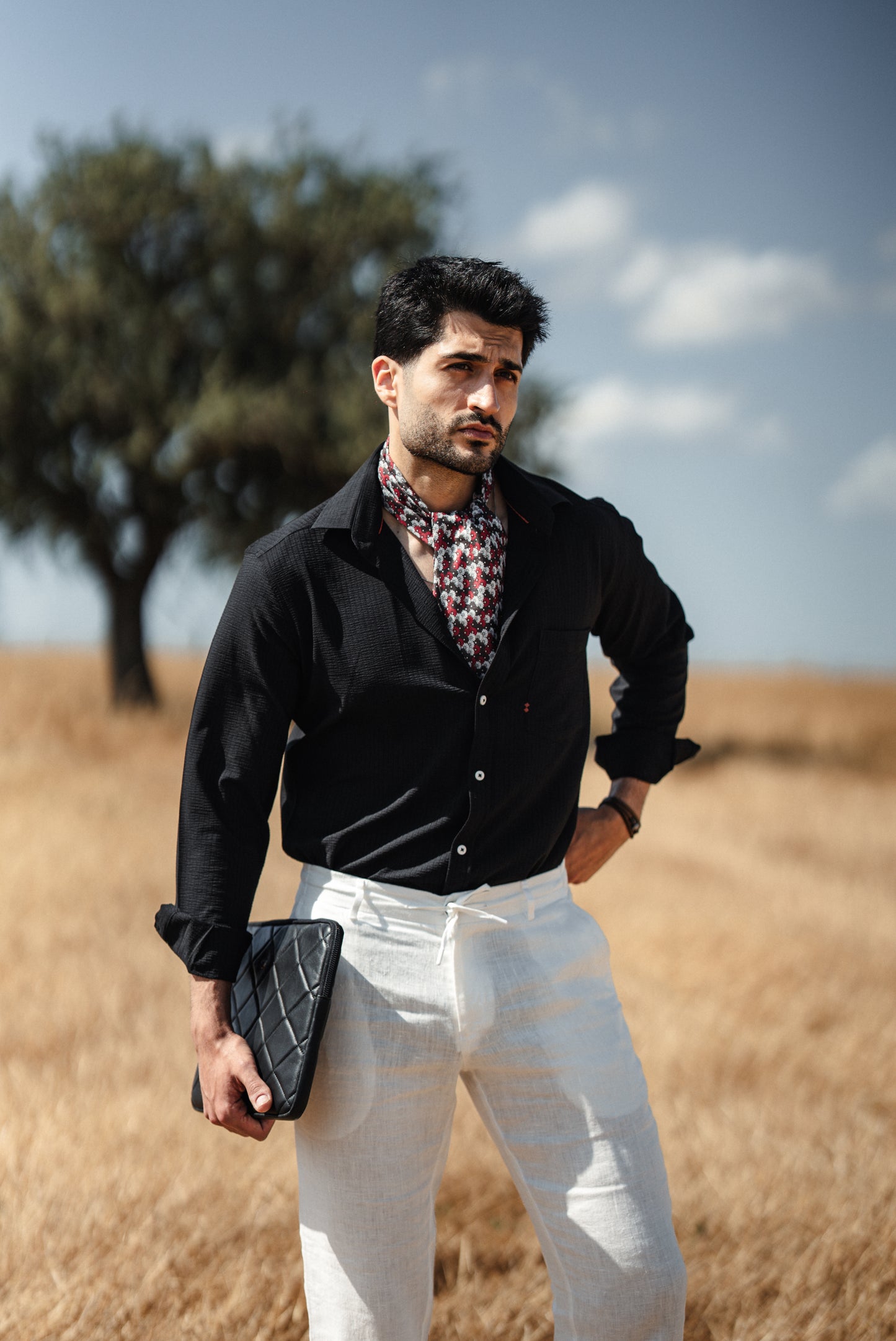 Mykonos Black Linen Button-Down Slim Fit Shirt - BRABION