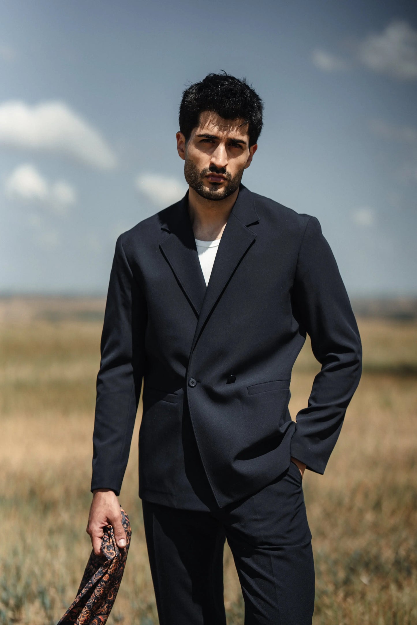 Cannes Navy Blue Lustrofin Blazer Suit - BRABION