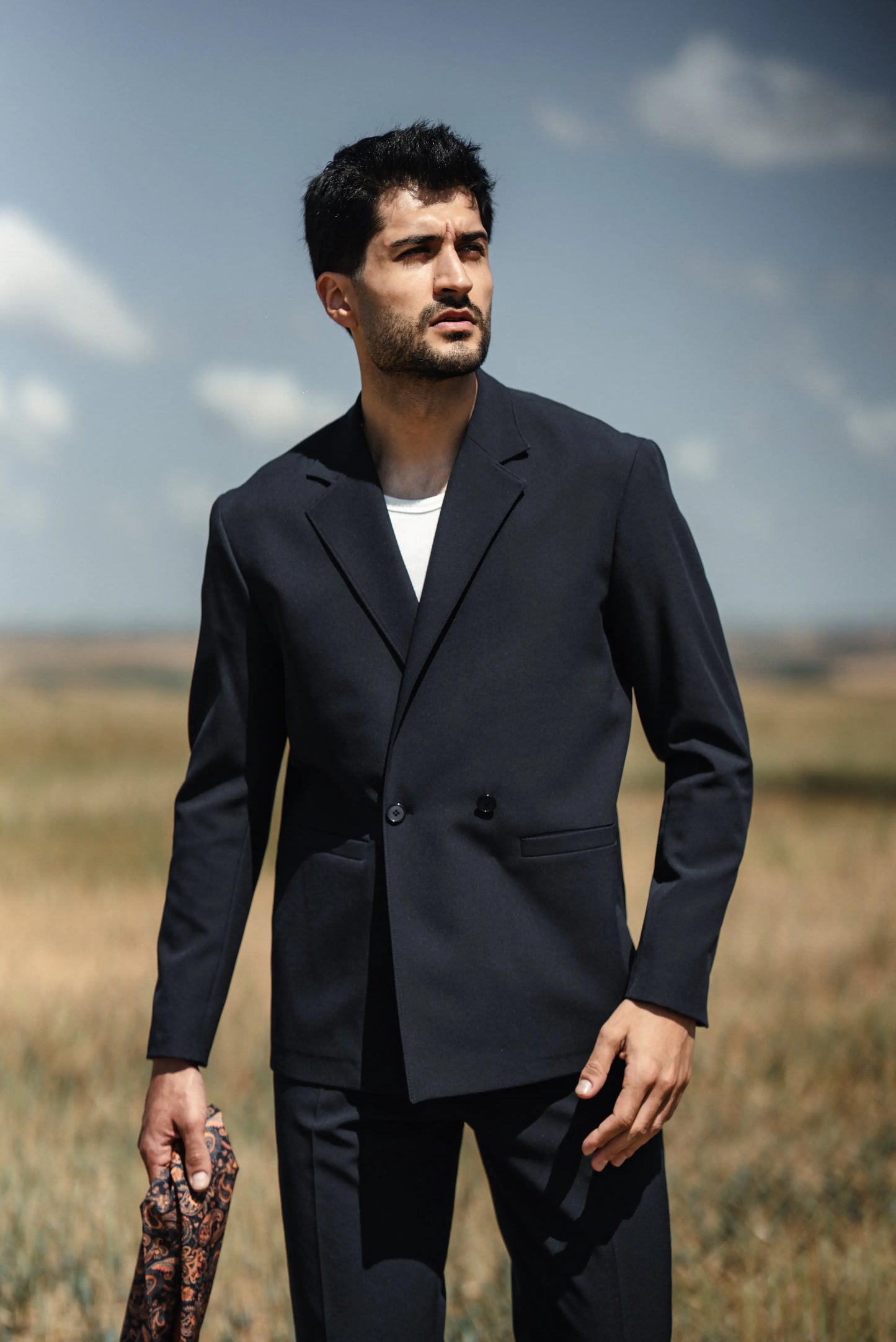 Cannes Navy Blue Lustrofin Blazer Suit - BRABION