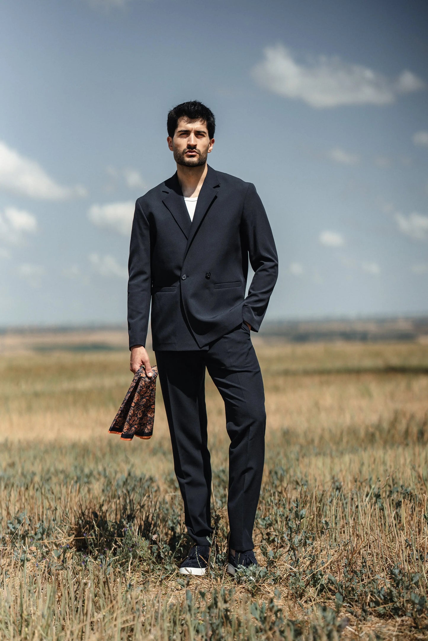 Cannes Navy Blue Lustrofin Blazer Suit - BRABION