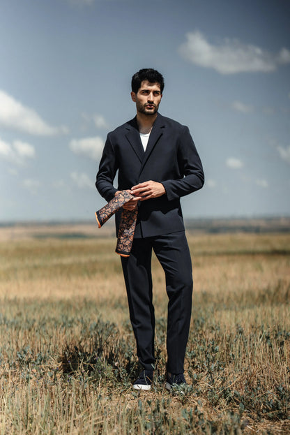 Cannes Navy Blue Lustrofin Blazer Suit - BRABION