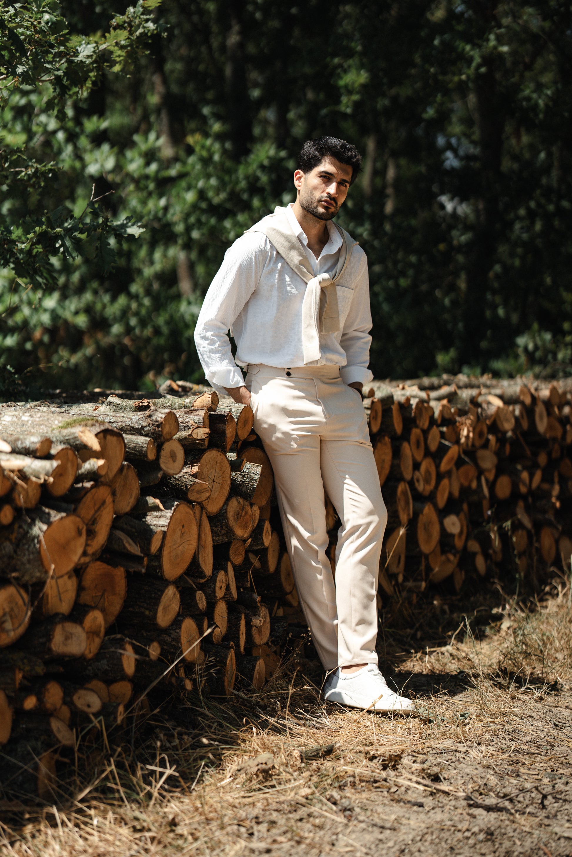 Brabion Santorini Beige Linen Shirt - BRABION