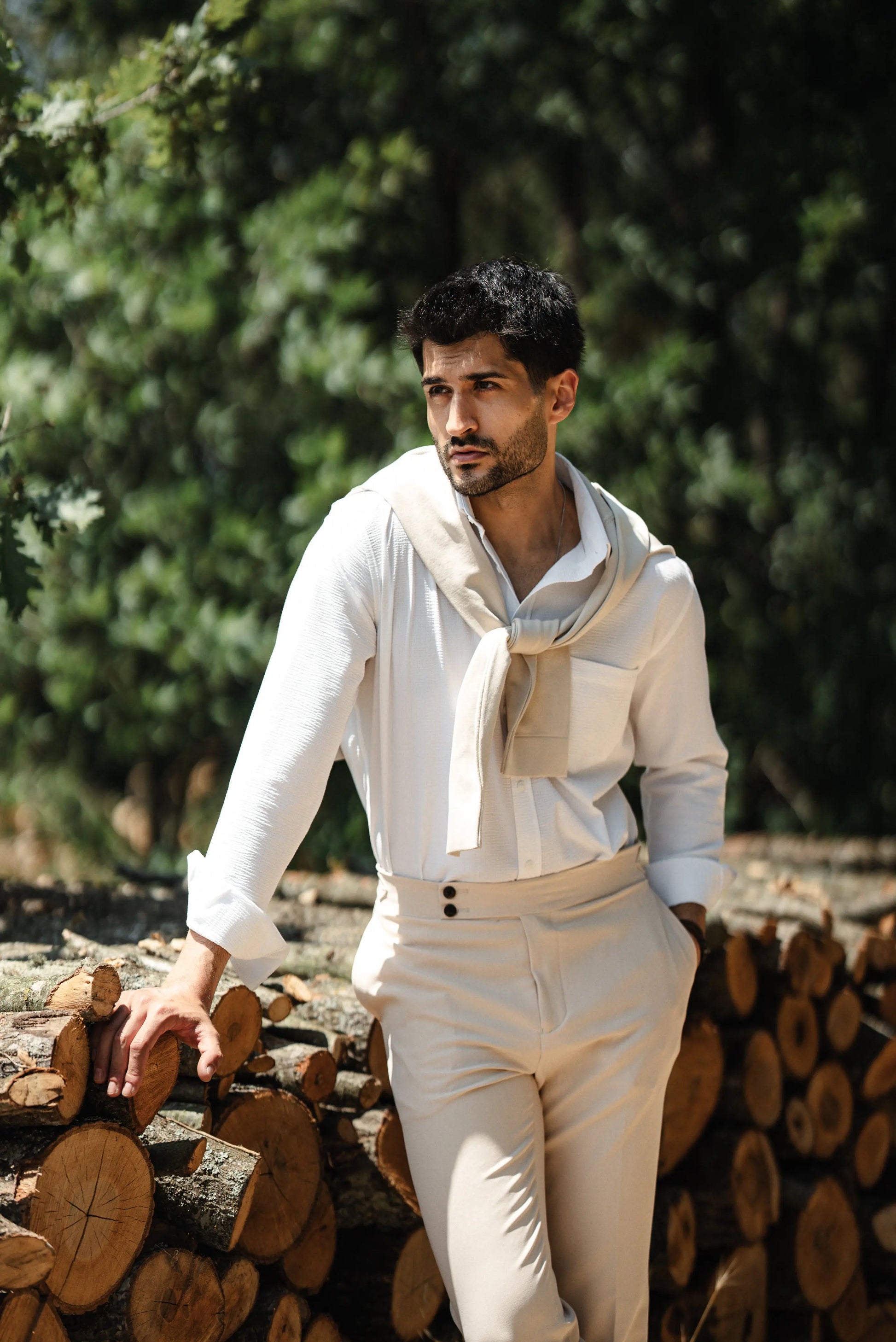 Brabion Santorini Beige Linen Shirt - BRABION