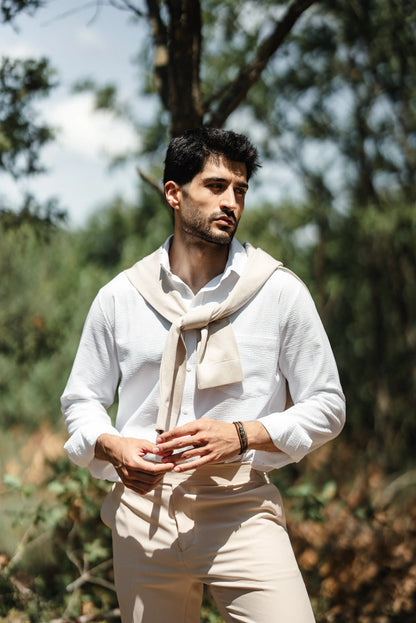 Brabion Santorini Beige Linen Shirt - BRABION