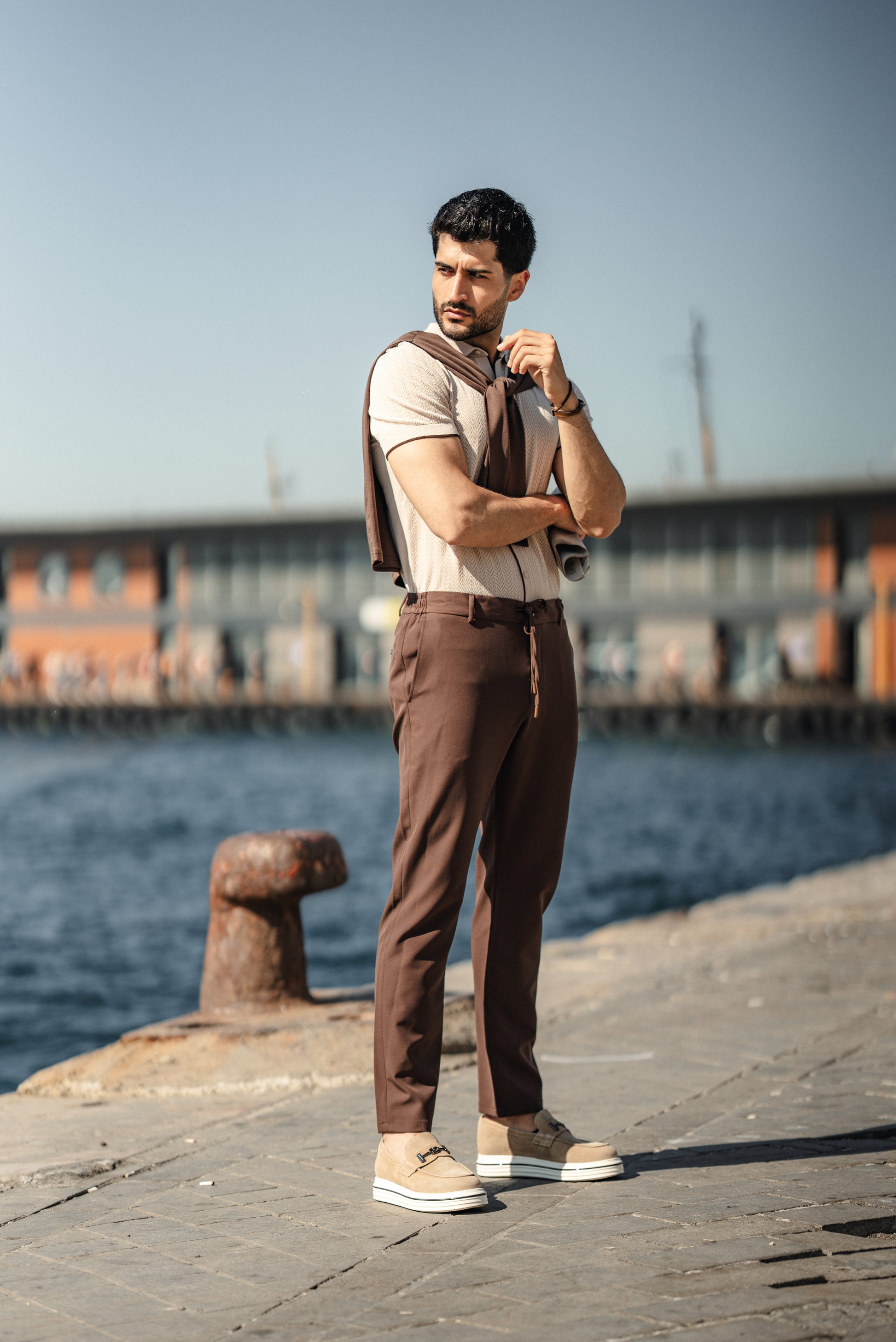 Brabion Maldives Beige Knitted Polo Shirt - BRABION