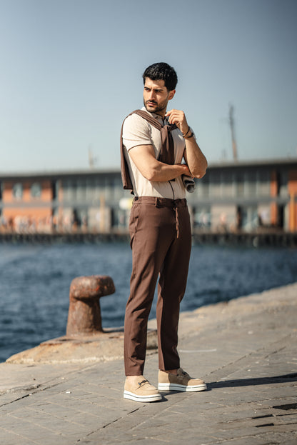 Brabion Maldives Beige Knitted Polo Shirt - BRABION
