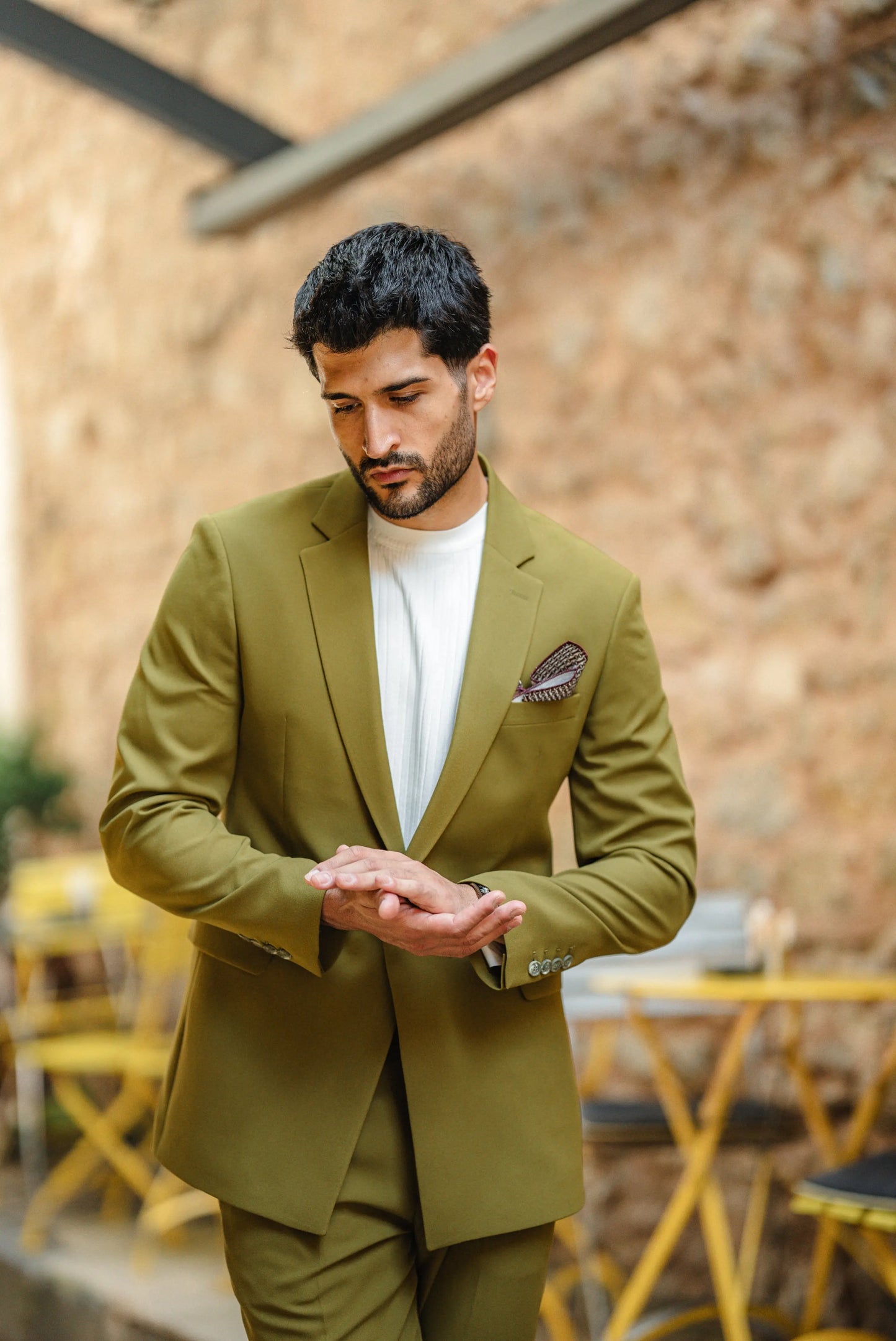 Bora Olive Green Luxury Chain Detailed Suit - BRABION