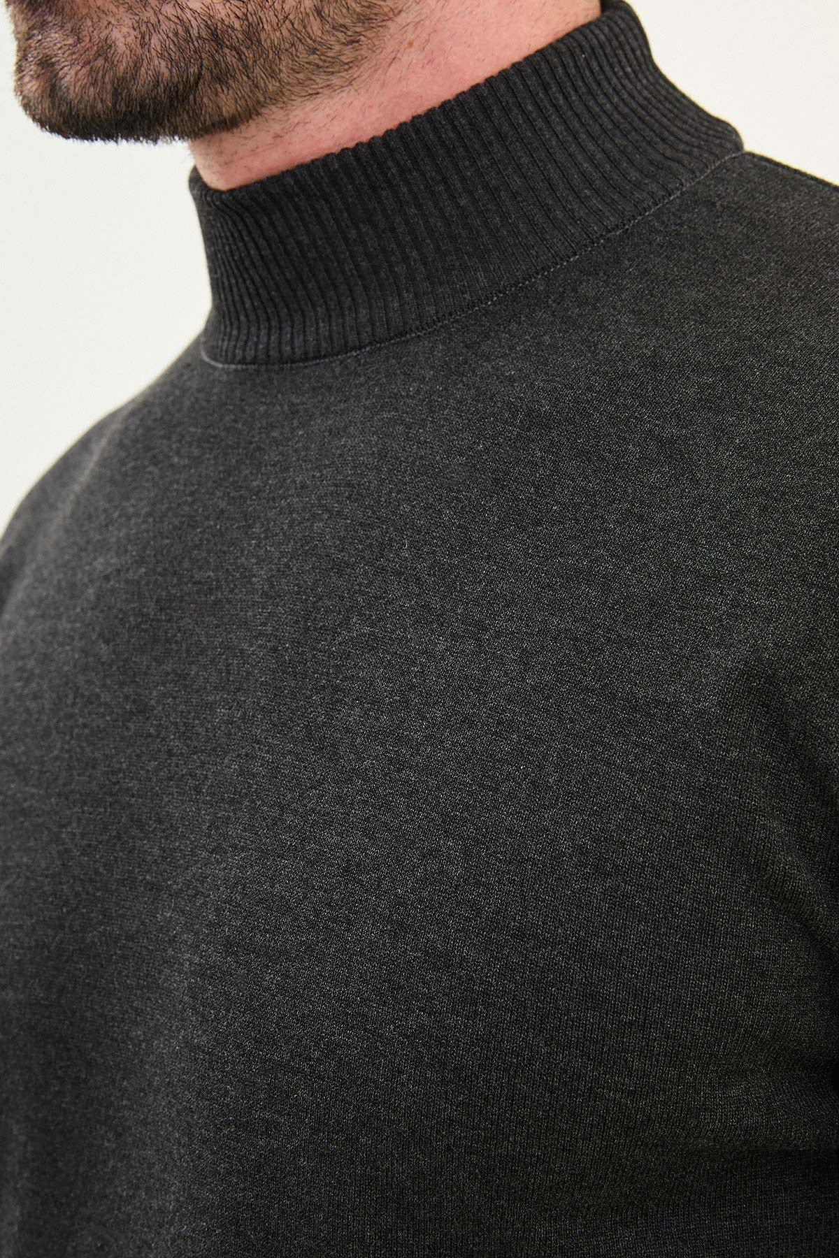 Men’s Gray Knit Half-Turtleneck Pullover – Slim Fit - BRABION