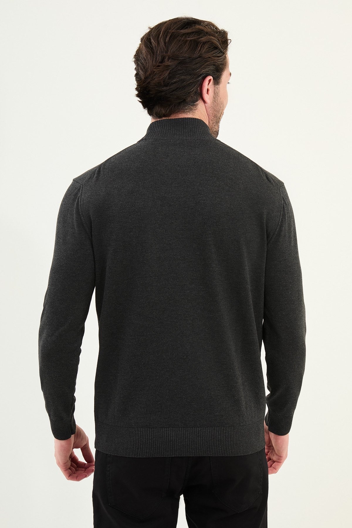 Men’s Gray Knit Half-Turtleneck Pullover – Slim Fit - BRABION