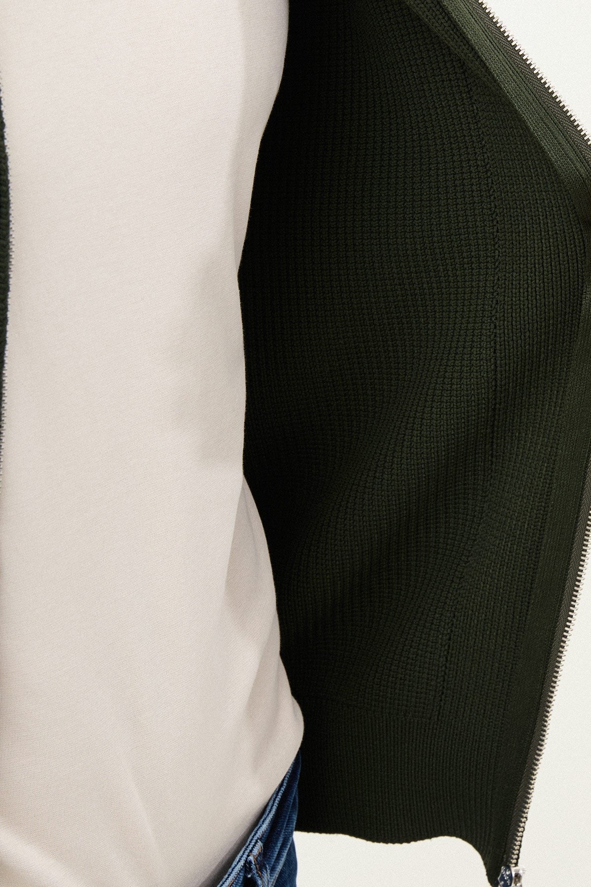 Men’s Green Ribbed Zip Cardigan - BRABION