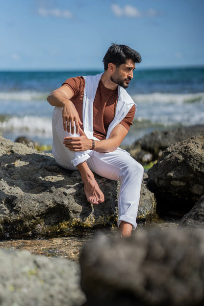 Santorini Tile Knitted Men's T-Shirt - BRABION