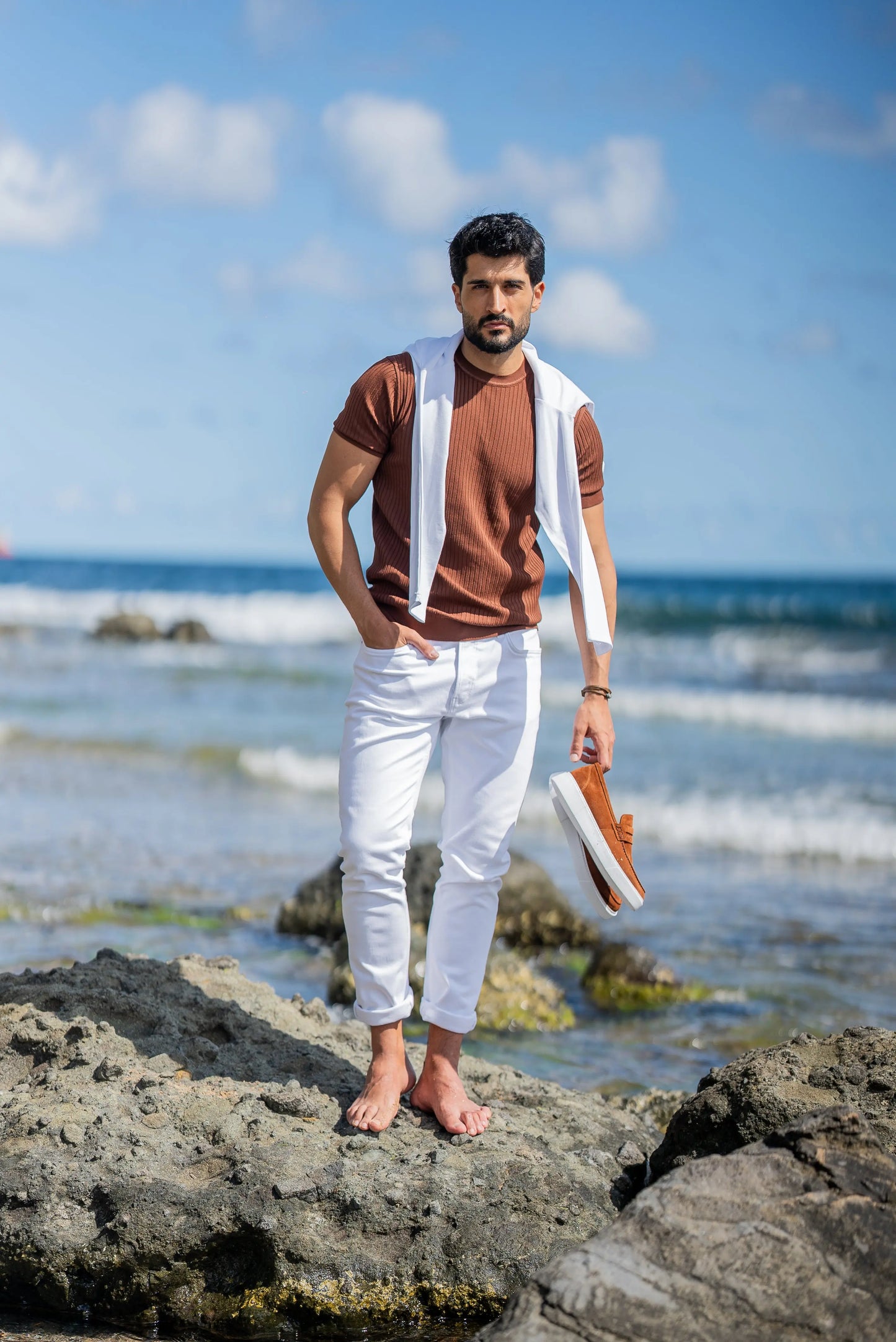 Santorini Tile Knitted Men's T-Shirt - BRABION