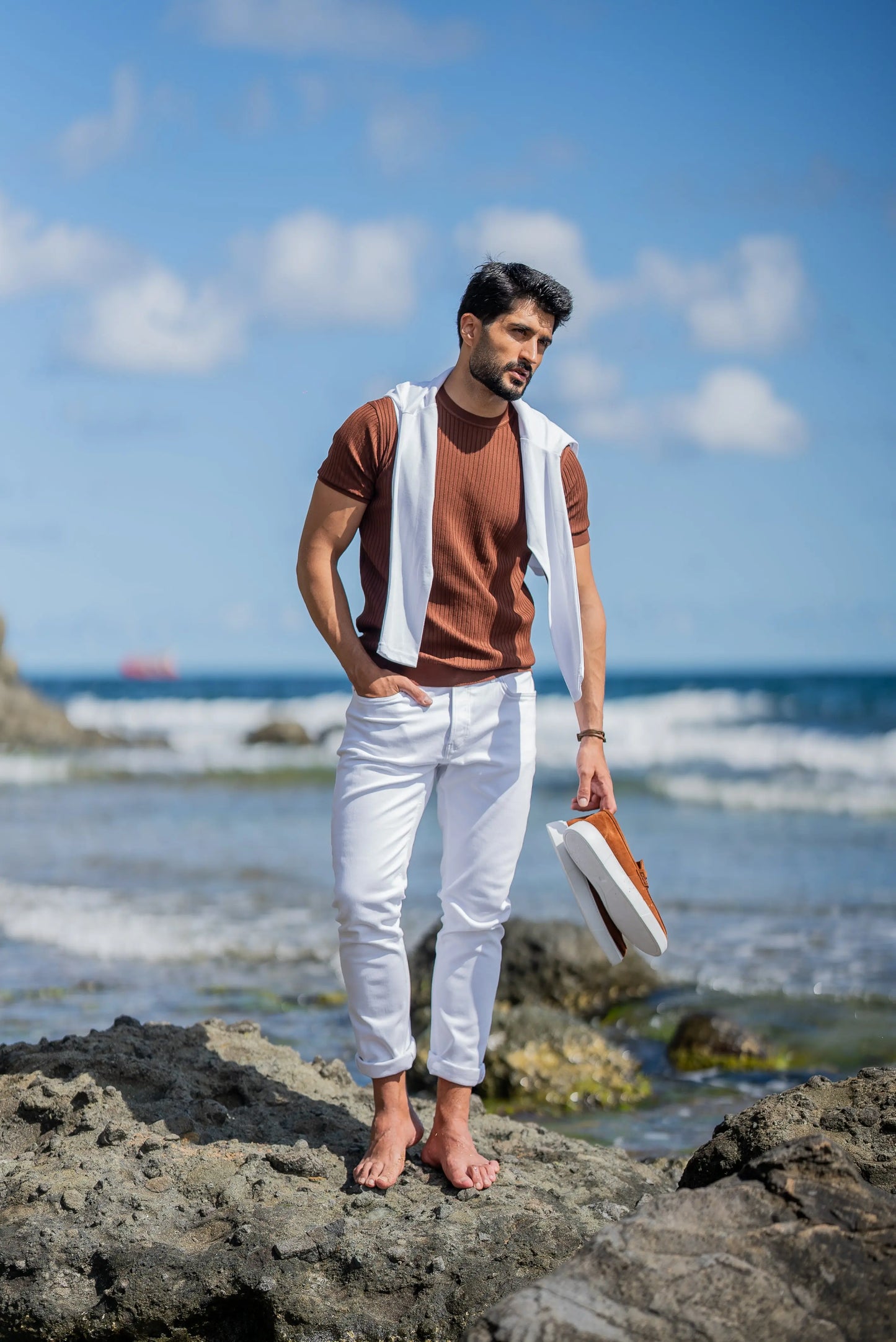 Santorini Tile Knitted Men's T-Shirt - BRABION
