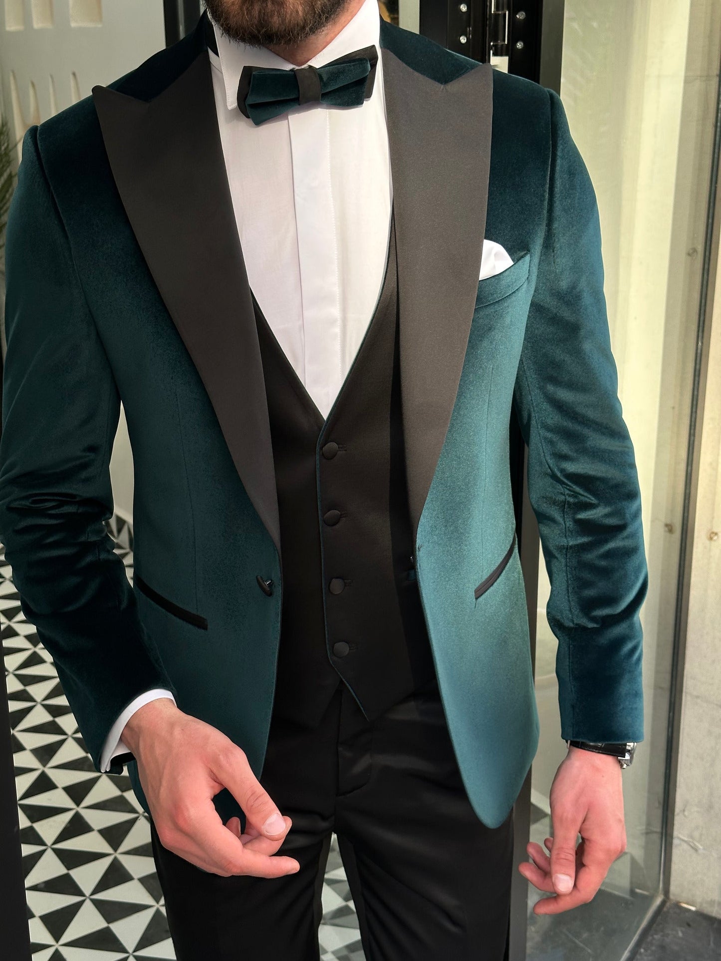 Emerald Velvet Slim-Fit Tuxedo 3-Piece - BRABION