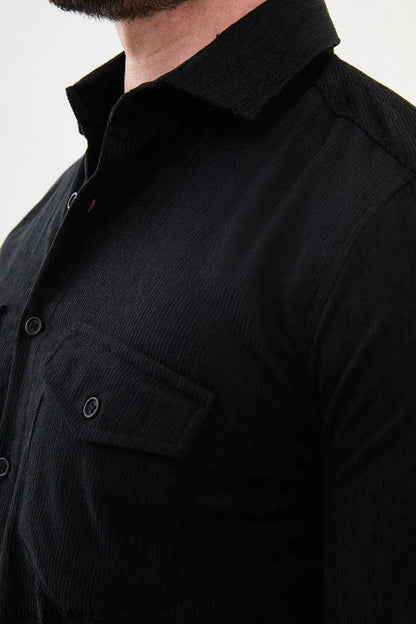 Brabion Nico Black Slim Fit Double Pocket Striped Shirt - BRABION