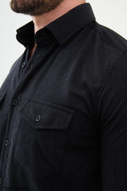 Brabion Nico Navy Blue Slim Fit Double Pocket Striped Shirt - BRABION