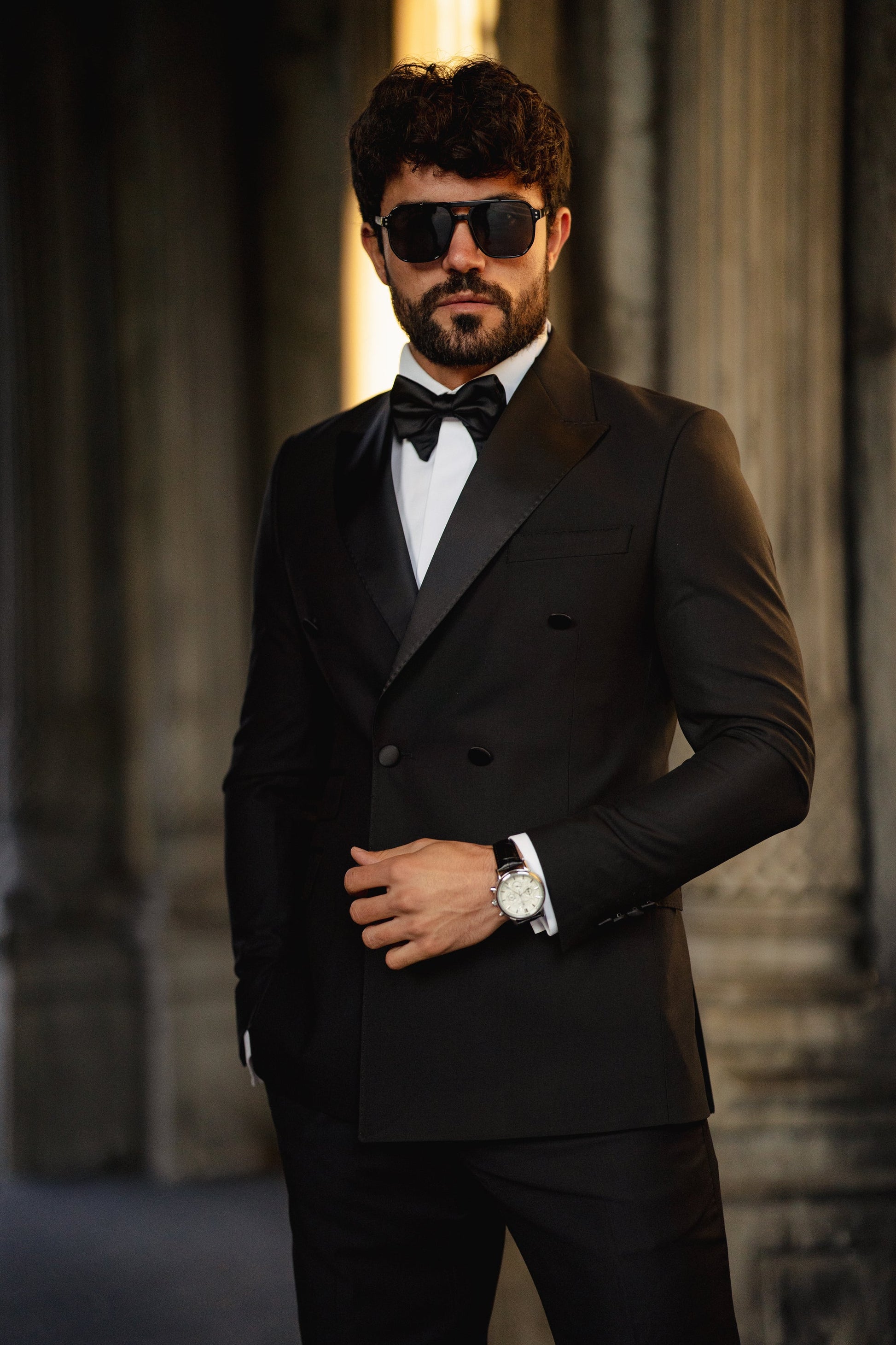 Black Double Breasted Tuxedo 2-Piece - BRABION