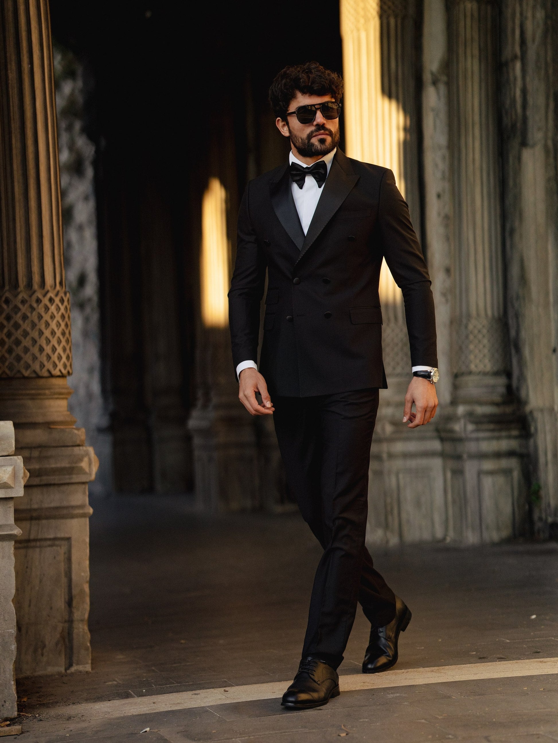 Black Double Breasted Tuxedo 2-Piece - BRABION