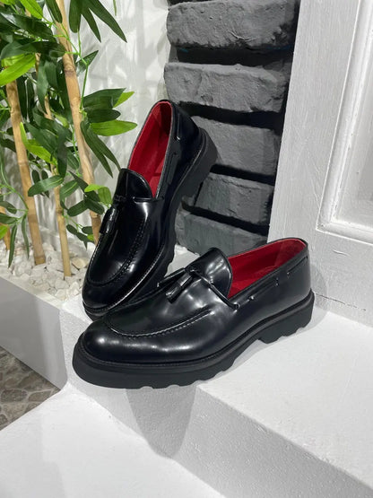Brabion Belton Black Leather Loafers - BRABION
