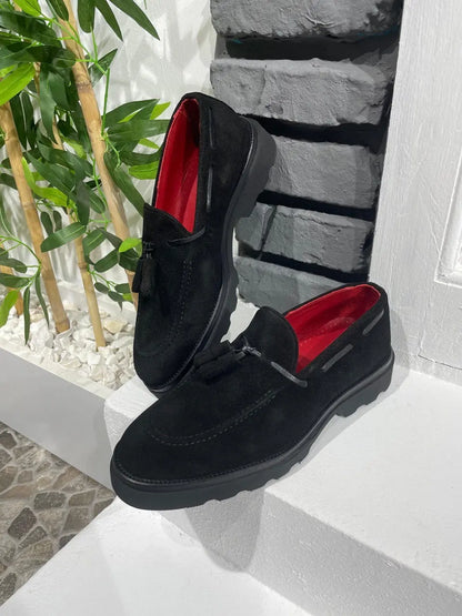 Brabion Belton Black Suede Leather Loafers - Stylish Comfort for Every Occasion - BRABION