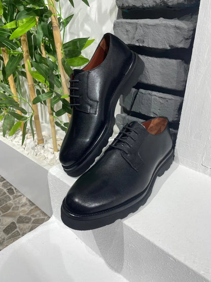 Brabion Belton Black Leather Shoes for Men - BRABION