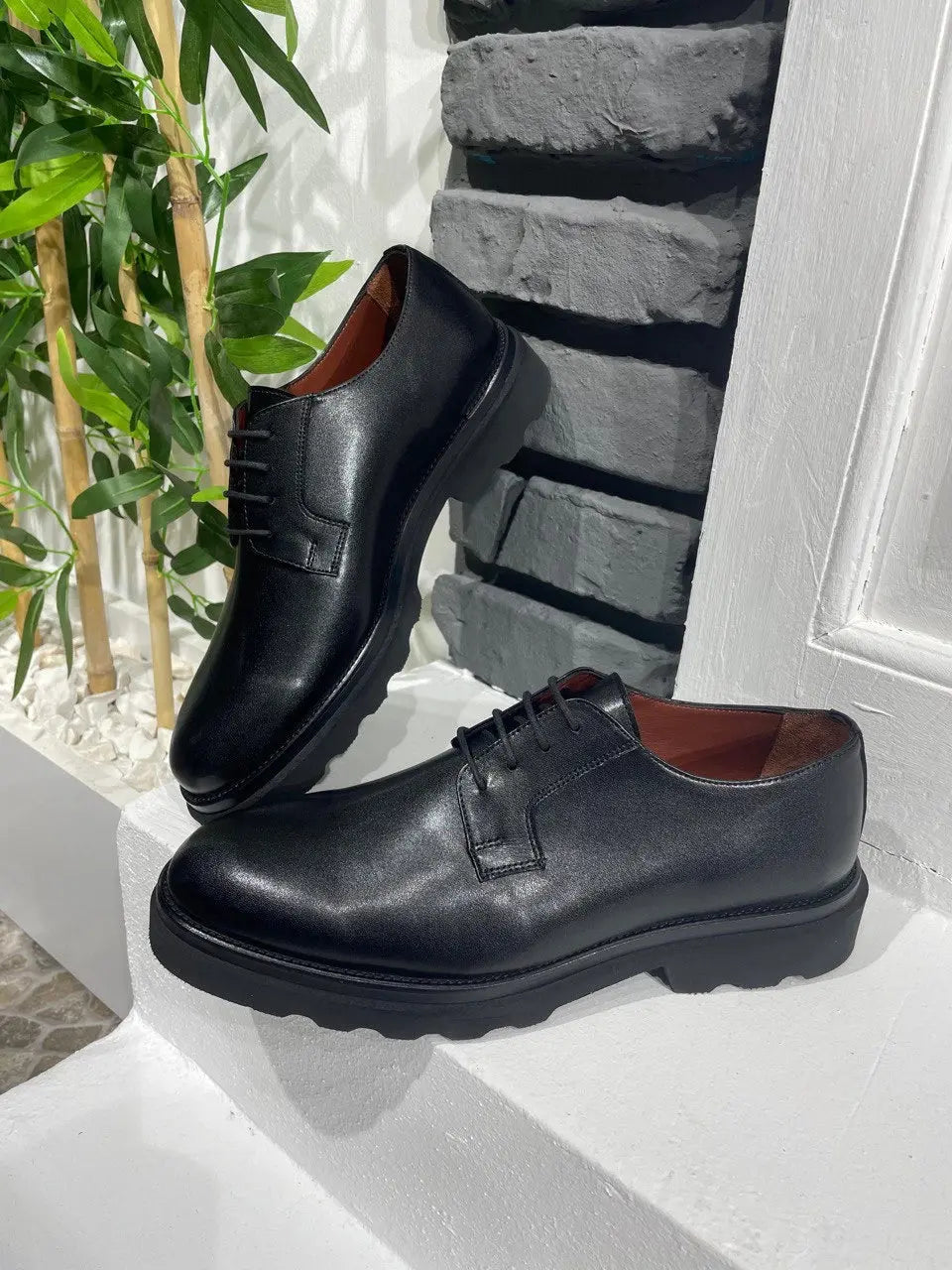 Brabion Belton Black Leather Shoes for Men - BRABION