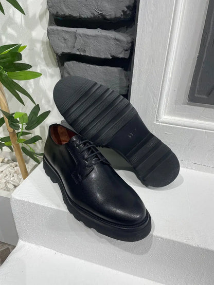 Brabion Belton Black Leather Shoes for Men - BRABION