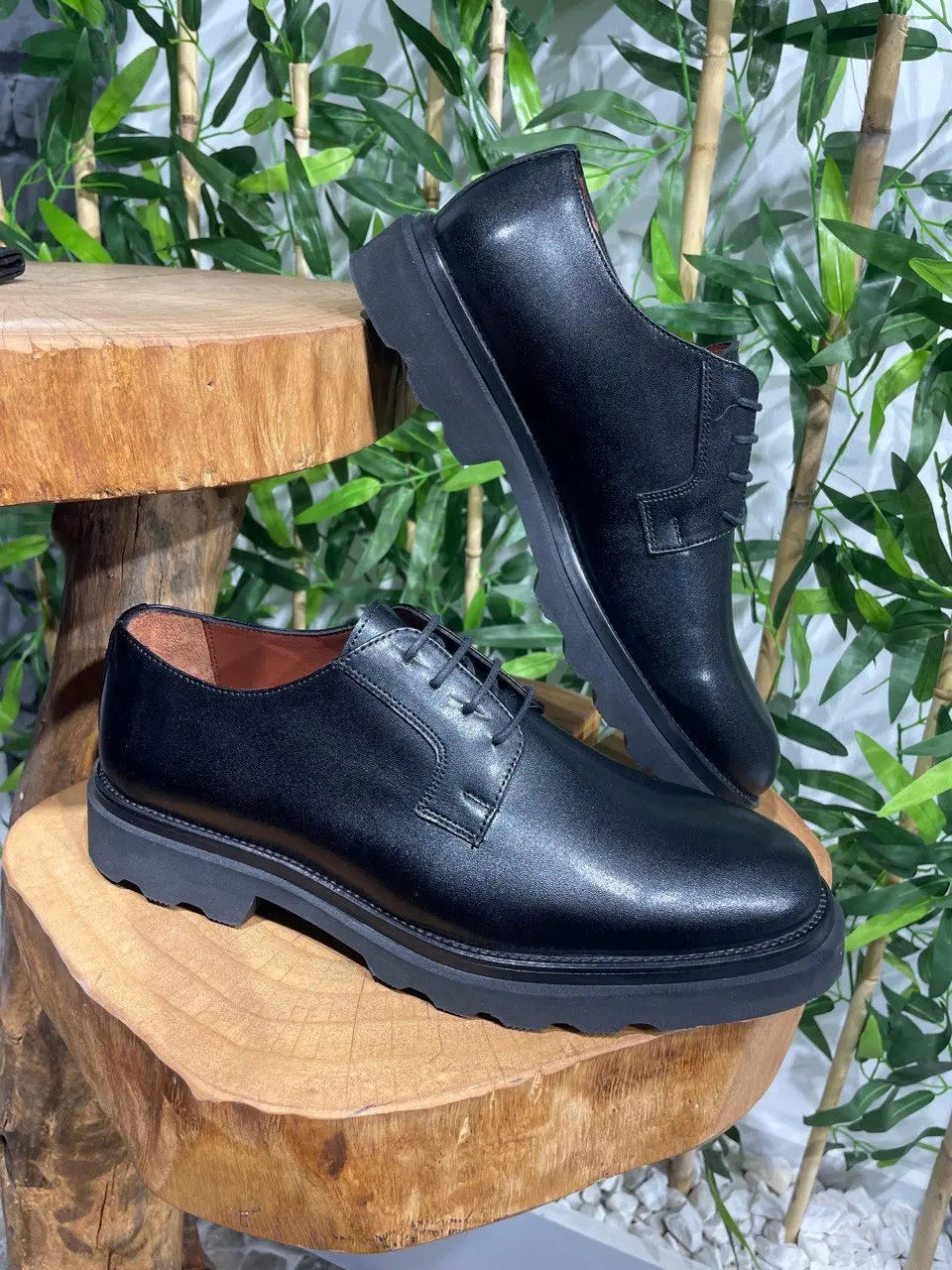 Brabion Belton Black Leather Shoes for Men - BRABION