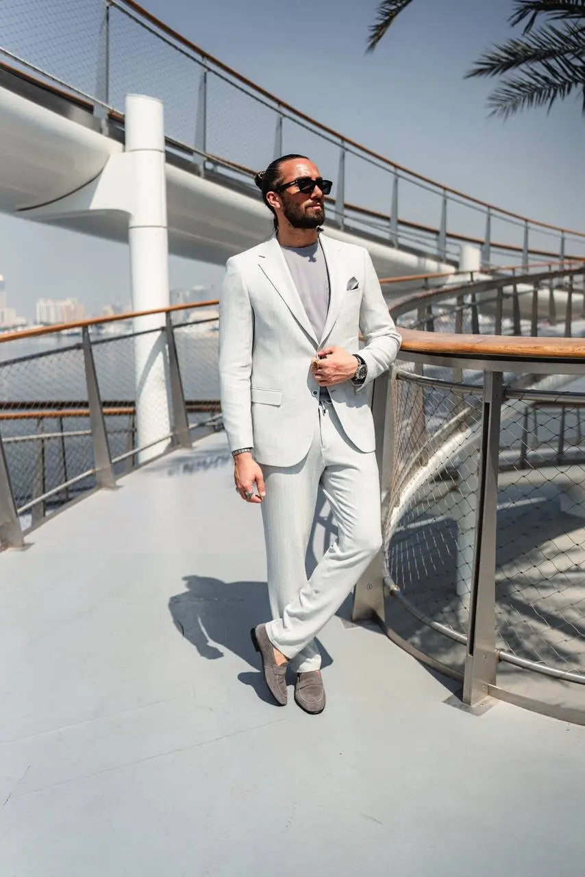 The Skywalk Suit – Light Gray Summer Suit for Men - BRABION