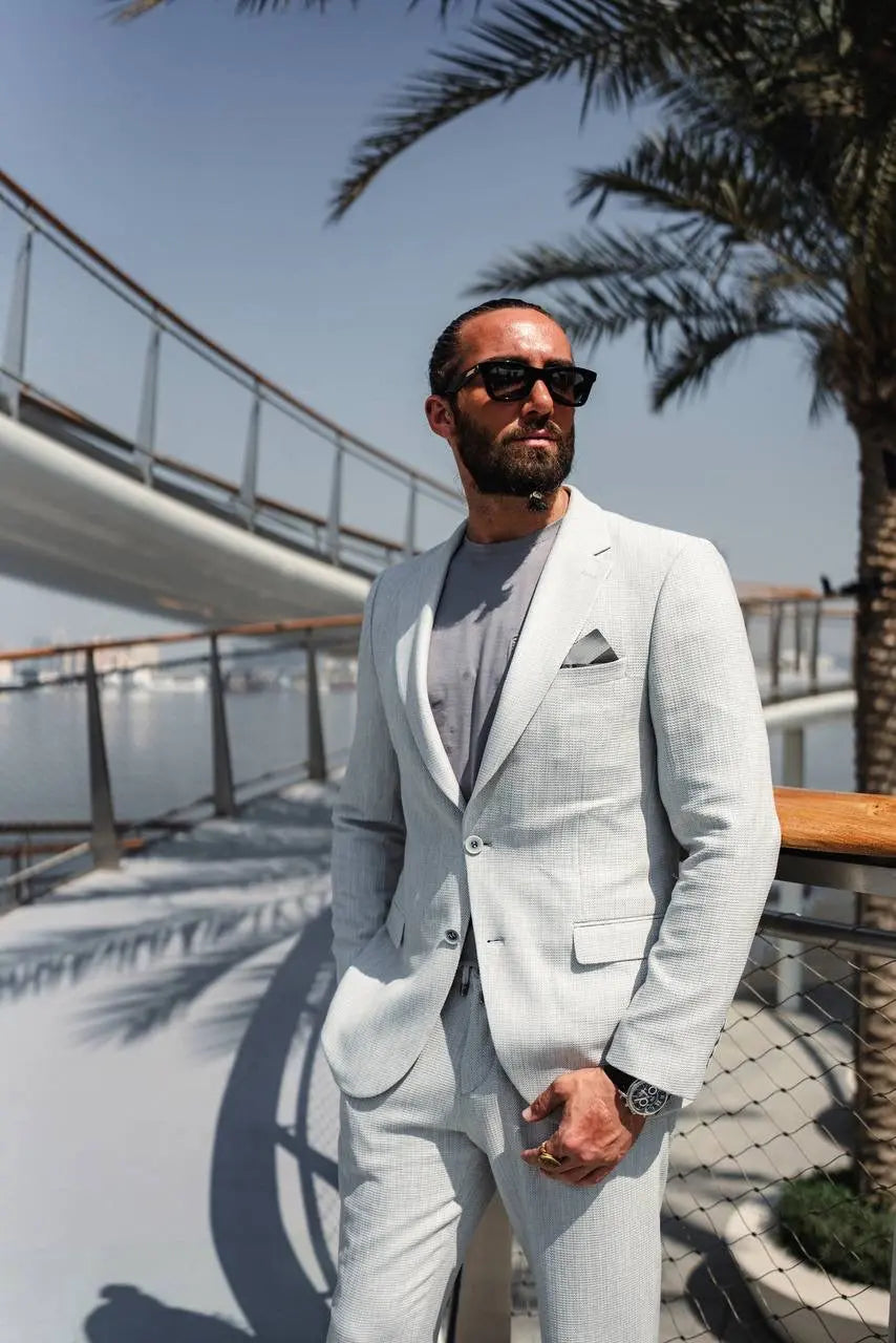 The Skywalk Suit – Light Gray Summer Suit for Men - BRABION